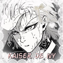 a black and white drawing of kaiser de ivy with a bow on his head