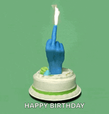 Birthday Cake Middle Finger GIF - Birthday Cake Middle Finger Celebration GIFs