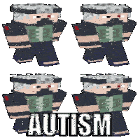 four minecraft characters with the word autism on the bottom right