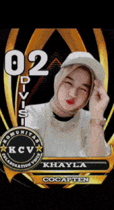 a woman wearing a white hat and a hijab is featured on a poster for kcv