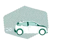 an illustration of a car with a green check mark and the word intezkuk