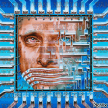 a painting of a man 's face is surrounded by the words " van nation "