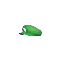 a green hat with the letter l on the front