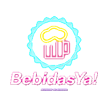 a neon sign for bebidasya with a chef 's hat on it
