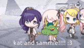 a group of anime girls are standing next to each other .