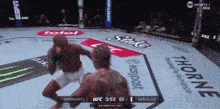 two men are fighting in a ufc ring with advertisements for bud light and easypost