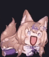 a cartoon of a girl with a cat 's ears and a bow tie .