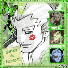 a black and white drawing of a man with a note that says ghetsis de fausto