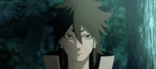 a close up of a person 's face with the word naruto visible
