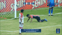 a soccer game is being played on a screen that says live fc