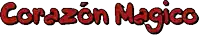 the word corazon magico is in red letters on a white background