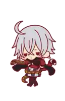 a drawing of a boy with white hair and a snake around his neck