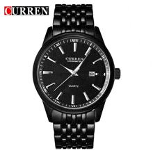 a black curren quartz watch with a black band