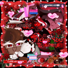 a picture of a couple of cartoon characters with the words " i love you vampire kisser "