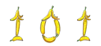 the number 101 is made out of bananas and peeled bananas
