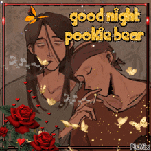 a greeting card with two men smoking cigarettes and the words goodnight pookie bear