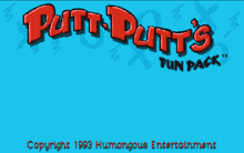 a blue background with the words putt putt 's fun pack written in red