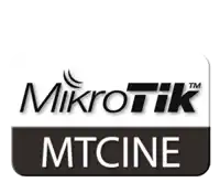 a training logo for mikrotik mtcine is shown on a white background