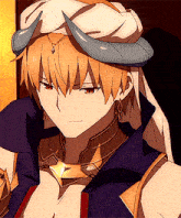 a cartoon character with horns on his head and a necklace around his neck