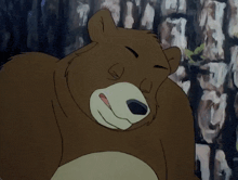 a cartoon bear with its tongue hanging out is smiling