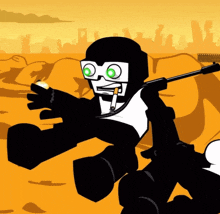 a cartoon character is holding a gun and a cigarette