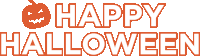 a sign that says happy halloween with an orange pumpkin