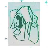a drawing of a person with a headset on a pink background with the word react in the corner