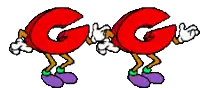 a cartoon drawing of two red circles with hands and feet