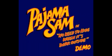 the logo for pajama sam in no need to hide when it 's dark outside
