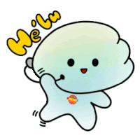 a cartoon character with the word hello written in yellow