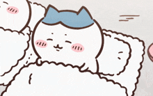 a cartoon character with a blue bow on its head