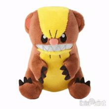 a brown and yellow stuffed animal with the word ibis paint on the bottom