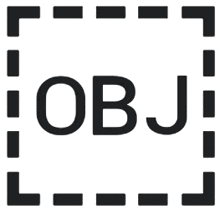 a black and white icon with the word object inside of a square