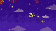 a purple background with gifts and the words this year you 're not a d