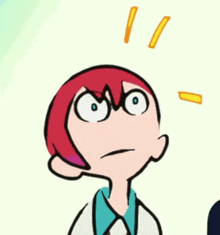 a cartoon character with a red hat and glasses is looking up with a surprised look on his face .