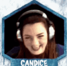 a picture of a woman wearing headphones with the name candice on it