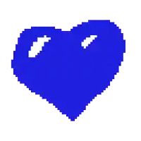 a pixel art of a blue heart with a hole in it