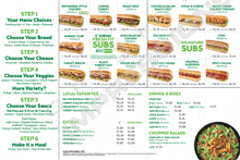 a subway menu shows a variety of sandwiches