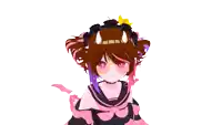 a girl with horns on her head and glasses on