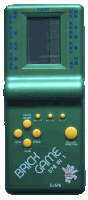 a green brick game e-576 is displayed