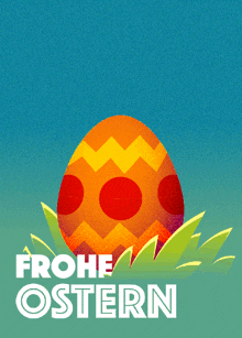 a colorful easter egg with the words frohe ostern in white letters