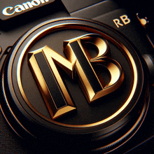 a close up of a canon camera with the letters mb on it