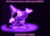 a picture of mickey mouse with the words walt disney classics vhs logo slowed slowlicious tumblr on the bottom