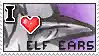 a picture of a dolphin with the words `` i love elf ears '' on it .
