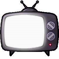 a cartoon girl is peeking out from behind a television .