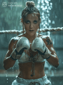 a picture of a woman wearing everlast boxing gloves