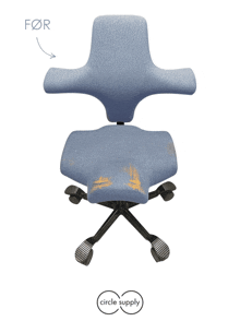a before and after picture of a chair with circle supply on the bottom
