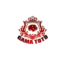 a red and black logo for gama toto with a lion on it
