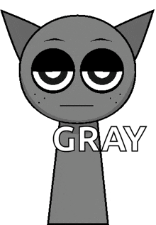 a cartoon cat with the word gray on its neck
