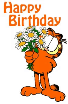 Happy Birthday Garfield GIF - Happy Birthday Garfield Flowers GIFs